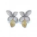 Bruno Taşlı Flower Leaf Gold Küpe