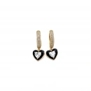 Cassie Black Mini Heart Halka Küpe