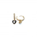 Cassie Black Mini Heart Halka Küpe