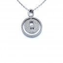 Çift Taraflı Taşlı Circle Messi Kolye