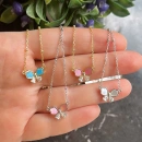 Damla Taşlı Firuze Kelebek Kolye