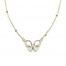 Damla Taşlı Pembe Sedef Kelebek Kolye