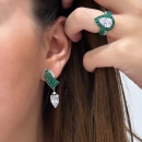 Damla Yeşil Invisible Tasarım Küpe