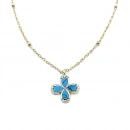 Dört Yapraklı Firuze Çiçek Kolye