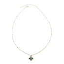 Dört Yapraklı Malahit Çiçek Kolye