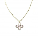 Dört Yapraklı Pembe Sedef Çiçek Kolye