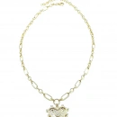 Dotted Heart Oval Zincir Kolye