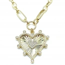 Dotted Heart Oval Zincir Kolye