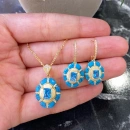 Firuze Aquamarin Madalyon Küpe