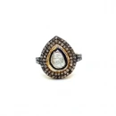 Ham Elmas Damla İki Sıra Taşlı Yüzük