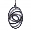 Ham Elmas-Siyah Pırlanta Taşlı İçiçe Göz Kolye Ucu