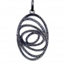 Ham Elmas-Siyah Pırlanta Taşlı İçiçe Göz Kolye Ucu