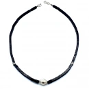 Hematit Siyah Gümüş Detaylı Kolye