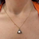 İnci Detaylı Ham Elmas Kolye Ucu