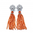 İnci ve Mercan Taşlı Tasarım Kolye Küpe Set