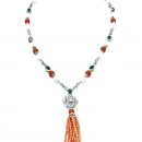 İnci ve Mercan Taşlı Tasarım Kolye Küpe Set