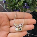 İncili Geo Taşlı Kelebek Kolye