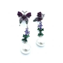 İncili Rainbow Kelebek Asimetrik Küpe