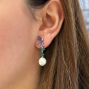 İncili Rainbow Kelebek Asimetrik Küpe