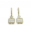 Kare Baget Pırlanta Montür Küpe