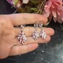 Kırmızı Beyaz Mineli Küpe