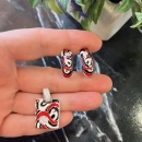 Kırmızı Mineli Retro Kolye Ucu