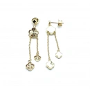 Lazerli Yonca Tria Zincir Küpe