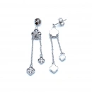 Lazerli Yonca Tria Zincir Küpe