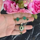 Malahit 7li Mini Yonca Kolye