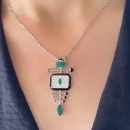 Malahit Fish Bone Kolye