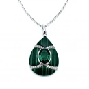 Malahit Zümrüt Damla Madalyon Kolye