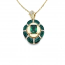 Malahit Zümrüt Madalyon Kolye