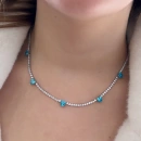 Mavi Kalp Taşlı Suyolu Kolye