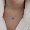 Mavi Mineli Badem Kolye