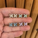 Mavi Mini Markiz Çiçek Küpe