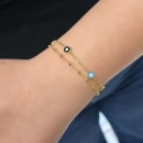 Mavi Siyah Mineli 2li Bileklik