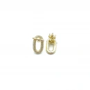 Mini Herry Pin Oval Taşlı Küpe