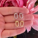 Mini Herry Pin Oval Taşlı Küpe