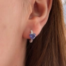 Mor Kalp Taşlı Halka Küpe