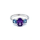 Mor Oval Tektaş Tria S Yüzük