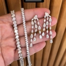 Mozanit 3 Sıra Damla Küpe