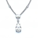 Mozanit Damla Oval Çift Zincir Kolye