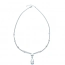 Mozanit Damla Oval Çift Zincir Kolye