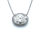 Mozanit Oval Etrafı Taşlı Kolye