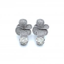 Mozanit Tektaş Pave Çiçek Küpe