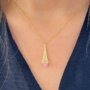 Mrl Pembe Kuvars Ful Taşlı Kolye