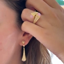 Mrl Pembe Kuvars Ful Taşlı Küpe