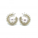 Ortası İncili Markiz Çelenk Küpe