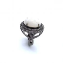 Oval Opal Taşlı Ham Elmas 2 Sıra Taşlı Yüzük