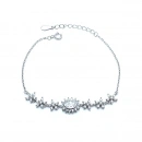 Oval Taşlı Çiçek Zincir Bileklik